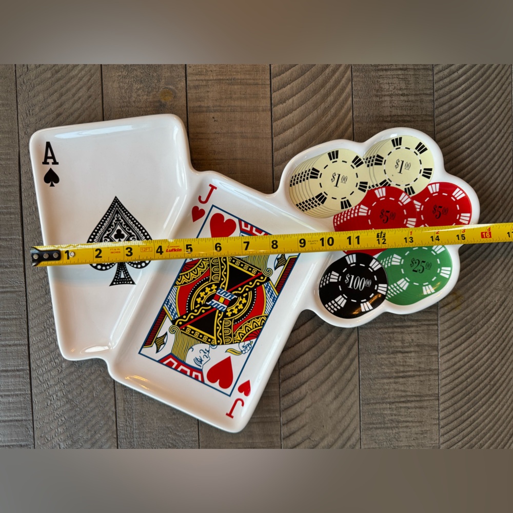 Luminarc Casino Night Blackjack Divided Serving Tray. Perfect For Game Night! - Picture 8 of 9